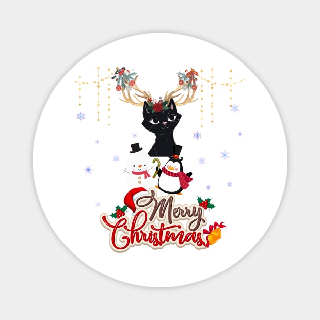 Merry Christmas to the cutest black cat ,PNG Clip Art Instand Download ,Cat Lover Gift, Cat Mom, Xmas Gift Magnet by K-Kwan